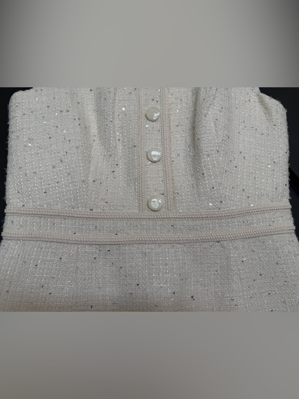 NWT Veronica Beard Julie Embellished Tweed Mini Dress in Off-White, Size 6 - Picture 9 of 15